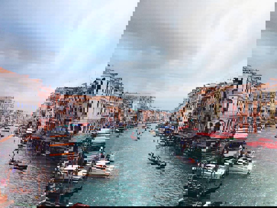 Venice canal with boats
